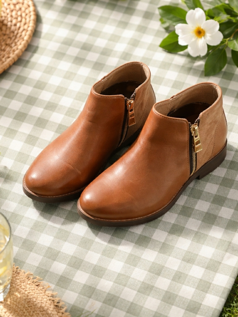Liz Claiborne Cognac Brown Side-Zip Ankle Booties